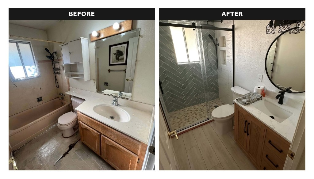 Bathroom remodel before and after
